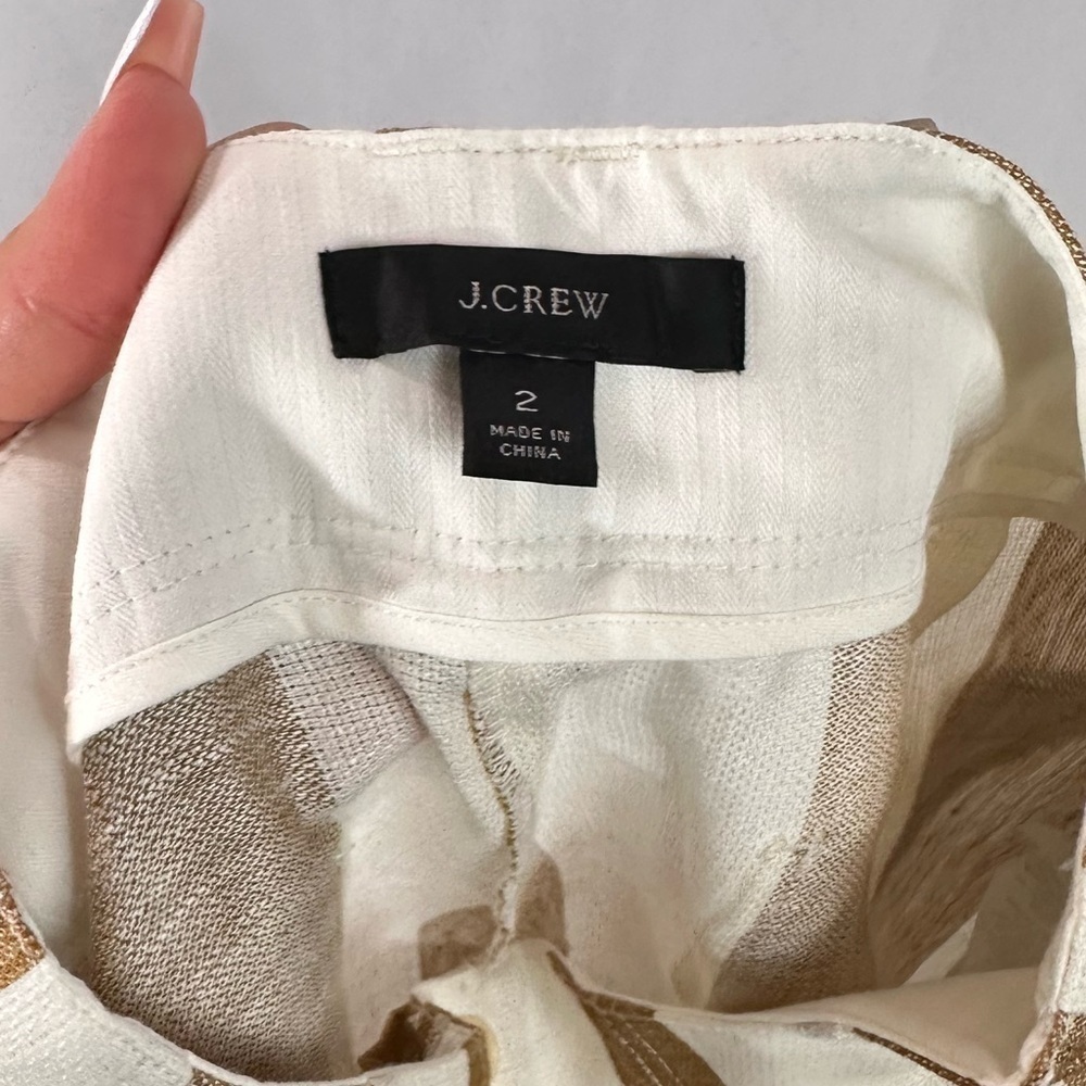 J CREW Tan and white linen pants size 2 - Picture 6 of 8